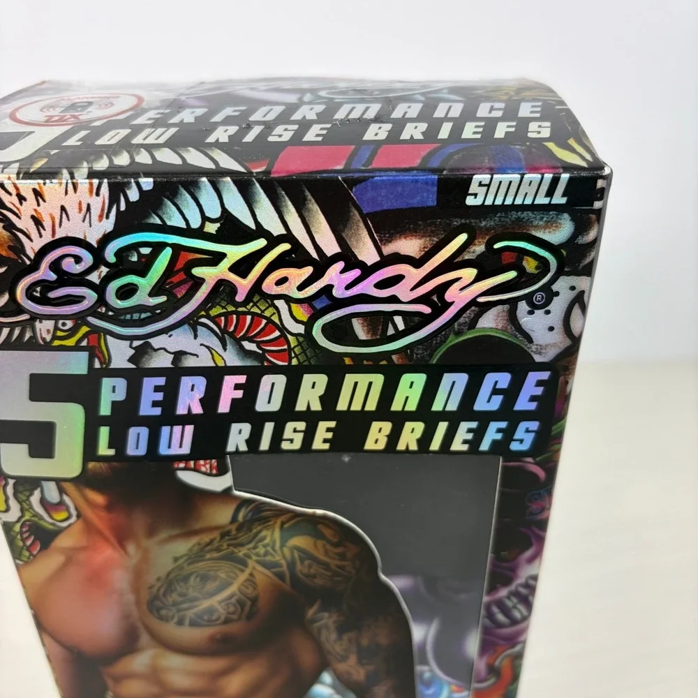 Ed Hardy Men's Small Performance Briefs 5 Pack Moisture Wicking Cool Soft